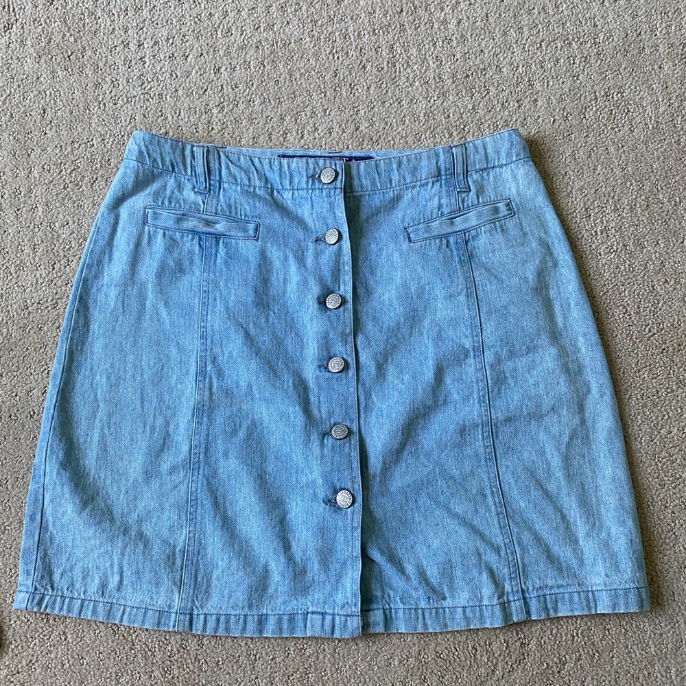 light wash jean skirt